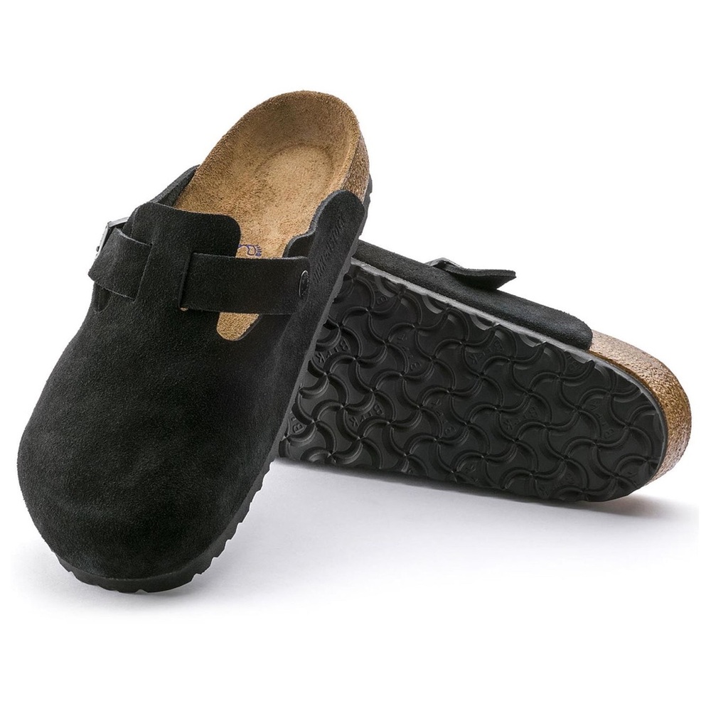 Birkenstock Boston Black Suede Clogs Sz 7-7.5 EU38